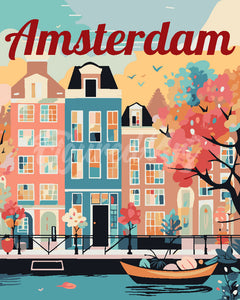 Paint by numbers kit Travel Poster Amsterdam in Bloom Figured'Art