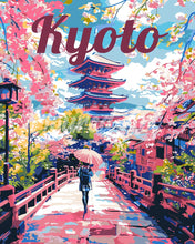 Load image into Gallery viewer, Paint by numbers kit Travel Poster Kyoto in Bloom Figured&#39;Art