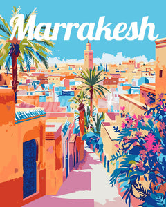 Paint by numbers kit Travel Poster Marrakesh Morocco Figured'Art