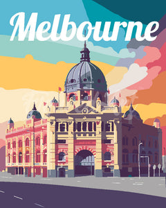 Paint by numbers kit Travel Poster Melbourne Figured'Art