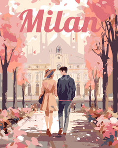 Paint by numbers kit Travel Poster Milan in Bloom Figured'Art