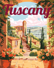 Load image into Gallery viewer, Paint by numbers kit Travel Poster Tuscany in Bloom Figured&#39;Art