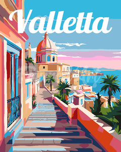 Paint by numbers kit Travel Poster Valletta Malta Figured'Art