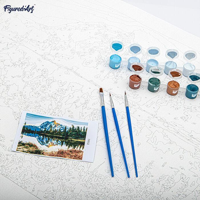 Figured'Art Mini Paint by Numbers Kit for Adults with Frame Travel
