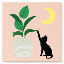 Load image into Gallery viewer, Mini Paint by numbers 8&quot;x8&quot; framed - Cat plays with plant in the moonlight