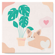 Load image into Gallery viewer, Mini Paint by numbers 8&quot;x8&quot; framed - Little Puppy Loves Monstera