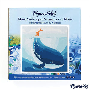 Mini Paint by numbers 8"x8" framed - Blue Whale