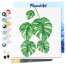 Load image into Gallery viewer, Mini Paint by numbers 8&quot;x8&quot; framed - Monstera Leaves