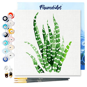 Mini Paint by numbers 8"x8" framed - Abstract Aloe Vera Plant