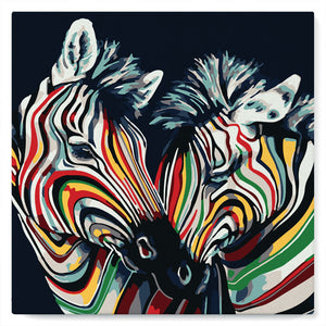 Mini Paint by numbers 8"x8" framed - Couple of Colorful Zebras