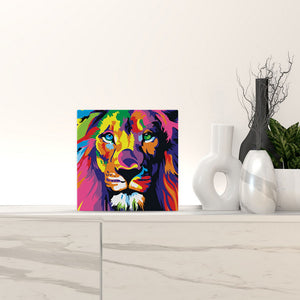 Mini Paint by numbers 8"x8" framed - Lion Pop Art