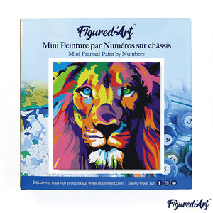 Mini Paint by numbers 8"x8" framed - Lion Pop Art