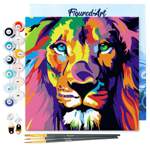 Mini Paint by numbers 8"x8" framed - Lion Pop Art