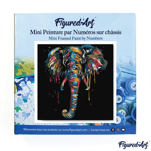 Mini Paint by numbers 8"x8" framed - Elephant Painting