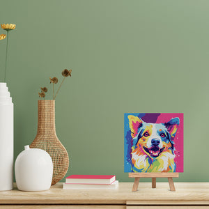Mini Paint by numbers 8"x8" framed - Dog Abstract Pop Art