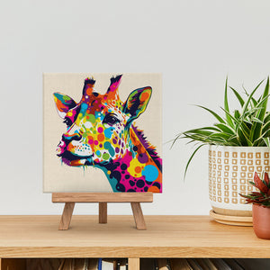 Mini Paint by numbers 8"x8" framed - Giraffe Abstract Pop Art