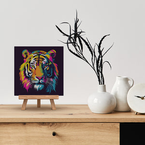 Mini Paint by numbers 8"x8" framed - Tiger Abstract Pop Art
