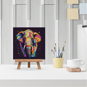 Mini Paint by numbers 8"x8" framed - Elephant Abstract Pop Art
