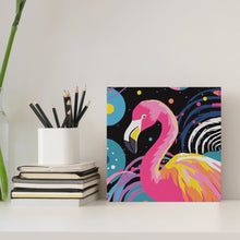 Load image into Gallery viewer, Mini Paint by numbers 8&quot;x8&quot; framed - Flamingo Abstract Pop Art
