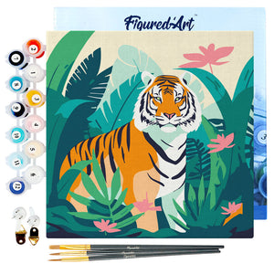 Mini Paint by numbers 8"x8" framed - Tropical Bengal Tiger