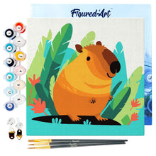 Load image into Gallery viewer, Mini Paint by numbers 8&quot;x8&quot; framed - Tropical Capybara
