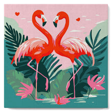 Load image into Gallery viewer, Mini Paint by numbers 8&quot;x8&quot; framed - Tropical Flamingos