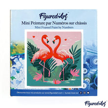 Load image into Gallery viewer, Mini Paint by numbers 8&quot;x8&quot; framed - Tropical Flamingos