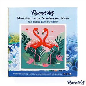 Mini Paint by numbers 8"x8" framed - Tropical Flamingos