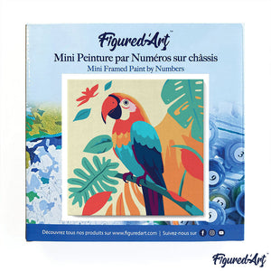 Mini Paint by numbers 8"x8" framed - Tropical Parrot
