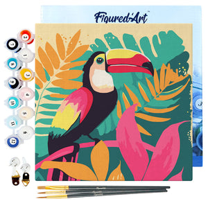 Mini Paint by numbers 8"x8" framed - Tropical Toucan