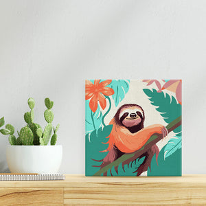 Mini Paint by numbers 8"x8" framed - Tropical Sloth