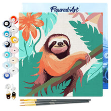 Load image into Gallery viewer, Mini Paint by numbers 8&quot;x8&quot; framed - Tropical Sloth