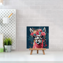 Load image into Gallery viewer, Mini Paint by numbers 8&quot;x8&quot; framed - Fantasy llama and flowers