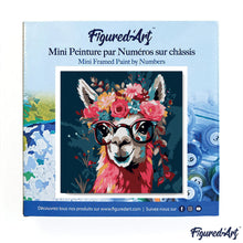 Load image into Gallery viewer, Mini Paint by numbers 8&quot;x8&quot; framed - Fantasy llama and flowers