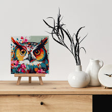 Load image into Gallery viewer, Mini Paint by numbers 8&quot;x8&quot; framed - Fantasy owl with flowers