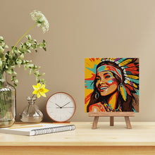 Load image into Gallery viewer, Mini Paint by numbers 8&quot;x8&quot; framed - Native Elegance Lady Pop Art