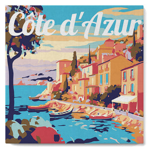 Mini Paint by numbers 8"x8" framed - Travel Poster Cote d'Azur