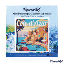 Load image into Gallery viewer, Mini Paint by numbers 8&quot;x8&quot; framed - Travel Poster Cote d&#39;Azur