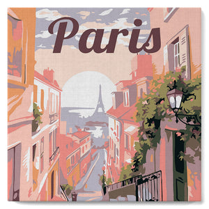 Mini Paint by numbers 8"x8" framed - Travel Poster Paris