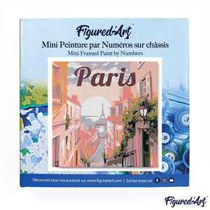 Mini Paint by numbers 8"x8" framed - Travel Poster Paris