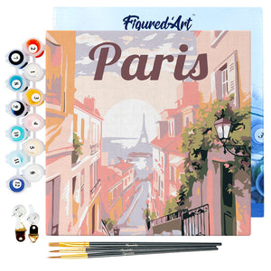 Mini Paint by numbers 8"x8" framed - Travel Poster Paris