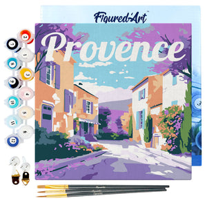 Mini Paint by numbers 8"x8" framed - Travel Poster Provence Spring