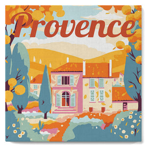 Mini Paint by numbers 8"x8" framed - Travel Poster Provence Autumn