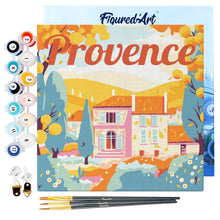 Load image into Gallery viewer, Mini Paint by numbers 8&quot;x8&quot; framed - Travel Poster Provence Autumn