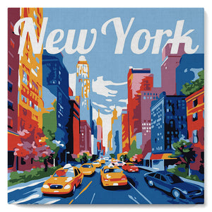 Mini Paint by numbers 8"x8" framed - Travel Poster New York City