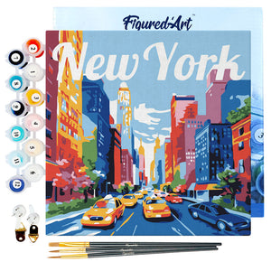 Mini Paint by numbers 8"x8" framed - Travel Poster New York City