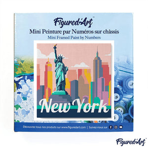 Mini Paint by numbers 8"x8" framed - Travel Poster New York Statue of Liberty