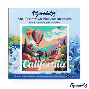 Mini Paint by numbers 8"x8" framed - Travel Poster California Balloons