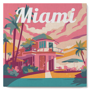 Mini Paint by numbers 8"x8" framed - Travel Poster Miami