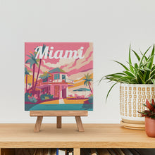 Load image into Gallery viewer, Mini Paint by numbers 8&quot;x8&quot; framed - Travel Poster Miami